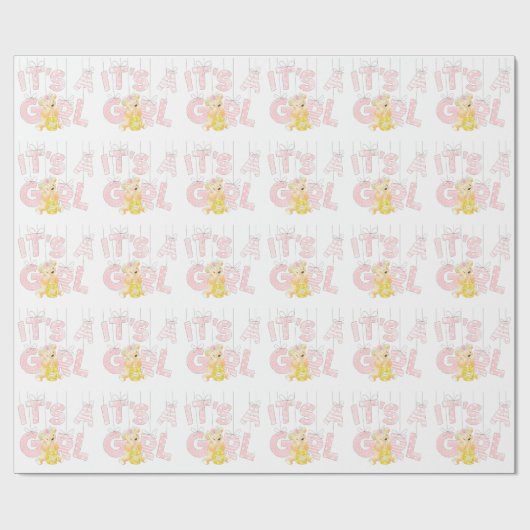 Es ist eine Girl Teddy Bear Baby Dusche Geschenkpapier (Flach)