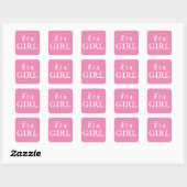 Es ist eine Girl Typografie Pink Baby Girl Baby Du Quadratischer Aufkleber (Blatt)