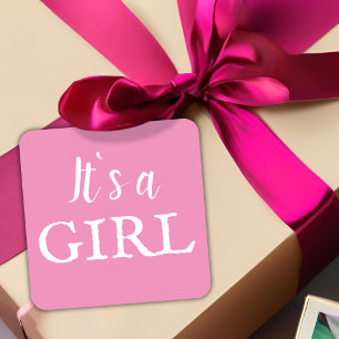 Es ist eine Girl Typografie Pink Baby Girl Baby Du Quadratischer Aufkleber
