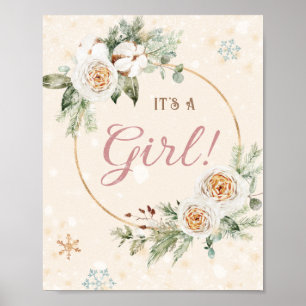 Es ist eine Girl Winter Baby Dusche Sprinkle Snowf Poster