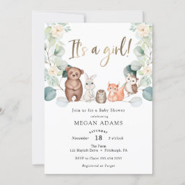 Es ist eine Girl Woodland Animal Eucalyptus Baby D Einladung