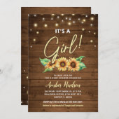 Es ist eine Girl Yellow Sunflower Baby Dusche Spri Einladung (Vorne/Hinten)