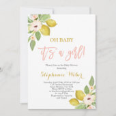 Es ist eine Girl-Zitrus-Lemons-Kinderdusche Einladung (Vorderseite)