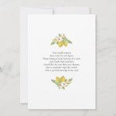 Es ist eine Girl-Zitrus-Lemons-Kinderdusche Einladung (Rückseite)