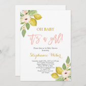 Es ist eine Girl-Zitrus-Lemons-Kinderdusche Einladung (Vorne/Hinten)