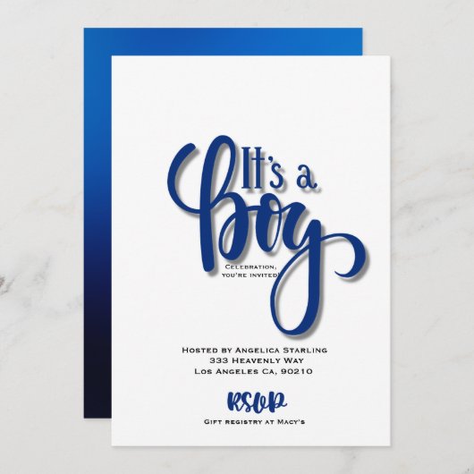 Es ist eine Junge-Ankündigungskarte Ankündigung (Vorne/Hinten)