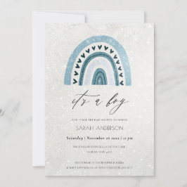 ES IST EINE JUNGE AQUA BLAU RAINBOW BABY SHOWER IN DANKESKARTE