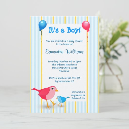 Es ist eine junge Baby Birth Announcement Shower I Einladung (Stehend Vorderseite)