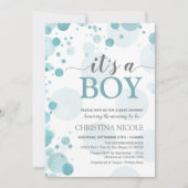 Es ist eine junge Baby Dusche Blue Dots Einladung (Vorderseite)