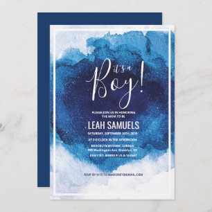 Es ist eine junge Babydusche Blue Watercolor Einla Einladung