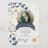 Es ist eine junge Birth Blue und Gelb Blüten Ankündigung (Vorne/Hinten)