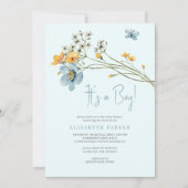 Es ist eine junge blaue Aquarell-Babydusche Einladung (Vorderseite)