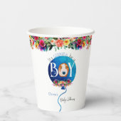 Es ist eine junge blaue Ballon Guinea Schweine Bab Pappbecher (Rückseite)