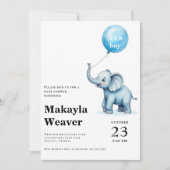 Es ist eine junge blaue Ballon niedliche Elefanten Einladung (Vorderseite)