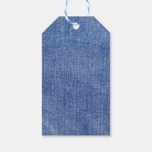 Es ist eine junge blaue Jeans Baby Dusche Gefallen Geschenkanhänger (Rückseite)