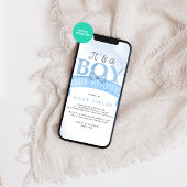 Es ist eine junge Blue Dusty Bow Baby Dusche Einladung