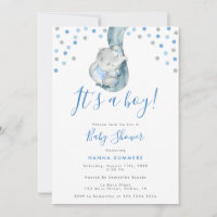 Es ist eine junge Blue Elephant Baby-Dusche Einlad