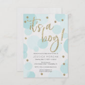 Es ist eine junge Blue Polka Dot Baby Dusche Einla Einladung (Vorne/Hinten)