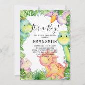 Es ist eine junge Dinosaurier Baby Dusche Party Ei Einladung (Vorderseite)