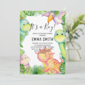 Es ist eine junge Dinosaurier Baby Dusche Party Ei Einladung (Stehend Vorderseite)