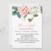 Es ist eine junge elegante Coral Blume Kinderdusch Einladung (Vorderseite)