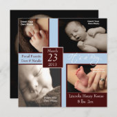 Es ist eine junge Foto Collage Geburtsankündigunge Ankündigung (Vorne/Hinten)