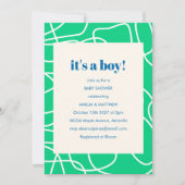 Es ist eine junge Green Modern Line Art Baby Dusch Einladung (Vorderseite)