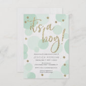 Es ist eine junge grüne Polka Dot Baby Dusche Einl Einladung (Vorne/Hinten)