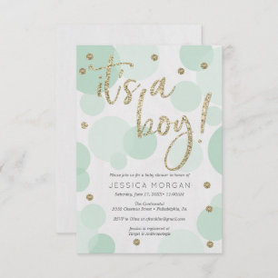 Es ist eine junge grüne Polka Dot Baby Dusche Einl Einladung