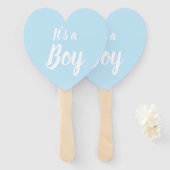 Es ist eine junge, hellblaue Babydusche, Gender-En Fächer (Vorne und Hinten)