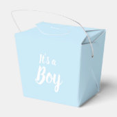Es ist eine junge, hellblaue Babydusche, Gender-En Geschenkschachtel (Rückseite)