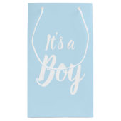 Es ist eine junge, hellblaue Babydusche, Gender-En Kleine Geschenktüte (Rückseite)