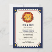 Es ist eine junge Jungle Safari Löwe Baby Dusche Einladung (Vorderseite)