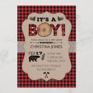 Es ist eine junge Lumberjack Baby Dusche Einladung