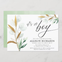 Es ist eine junge, moderne, grüne goldene Babydusc