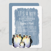 Es ist eine junge Pinguin-Babydusche, die einlädt Einladung (Vorne/Hinten)