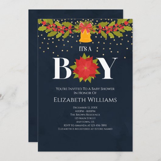 Es ist eine junge Poinsettia Bell Weihnachtsdusche Einladung (Vorne/Hinten)