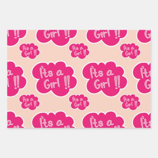 Es ist eine junge rosa Babydusche Geschenkpapier Set (Vorderseite 3)