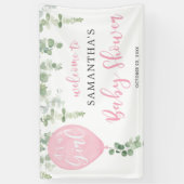 Es ist eine junge Rosa-Ballon-Eukalyptus-Babydusch Banner (Vertikal)