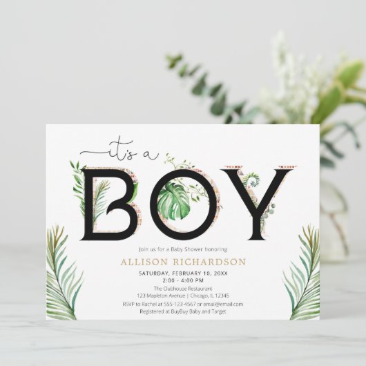 Es ist eine Junge Stamm Dschungel grüne Palmen Bab Einladung (Stehend Vorderseite)