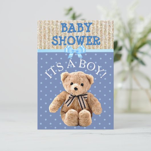 Es ist eine junge Teddy Bear Baby Shower Einladung (Stehend Vorderseite)