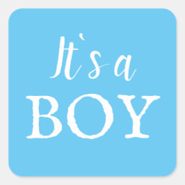 Es ist eine junge Typografie Blue Baby Boy Baby Sh Quadratischer Aufkleber