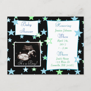 Es ist eine Junge, Ultraschalldusche Pic Baby Einl Einladungspostkarte