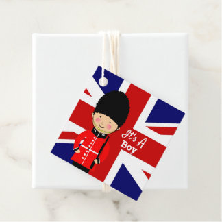 Es ist eine Junge Union Jack Theme Kinderdusche Geschenkanhänger