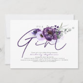 Es ist eine junge violette Blütendusche Einladung (Vorderseite)