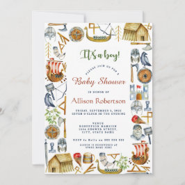 Es ist eine Junge Wasserfarbe Wikings Party Kinder Einladung