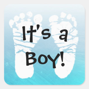 Es ist eine Jungen-Aqua-blaue Babyparty-Aufkleber Quadratischer Aufkleber