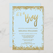 Es ist eine Jungen-blaue Einladung (Vorne/Hinten)