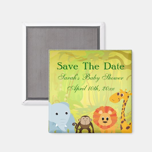 Es ist eine Jungle-Baby-Dusche Magnet (Vorderseite/Rückseite)