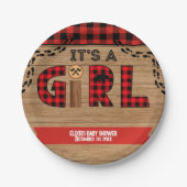 Es ist eine Karierte Mädchendusche aus Rustikal-Ho Pappteller (Vorderseite)